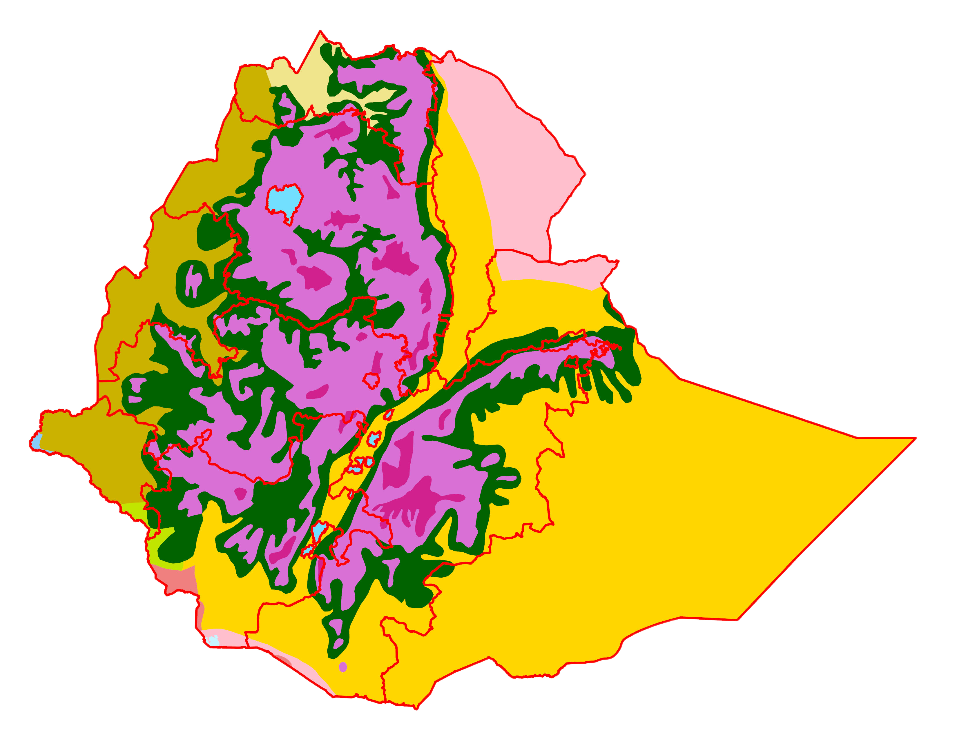 Ethiopia First Admin level over Ecoregions